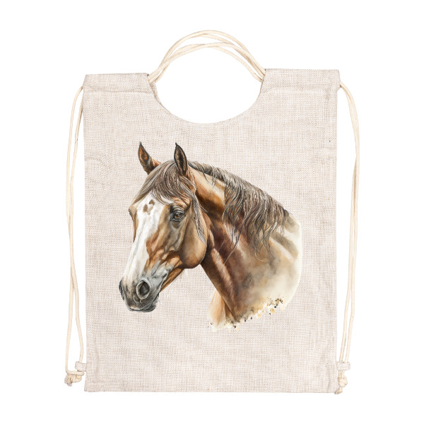 Gymsack - Linen Style s potiskem Horse's head - backpack
