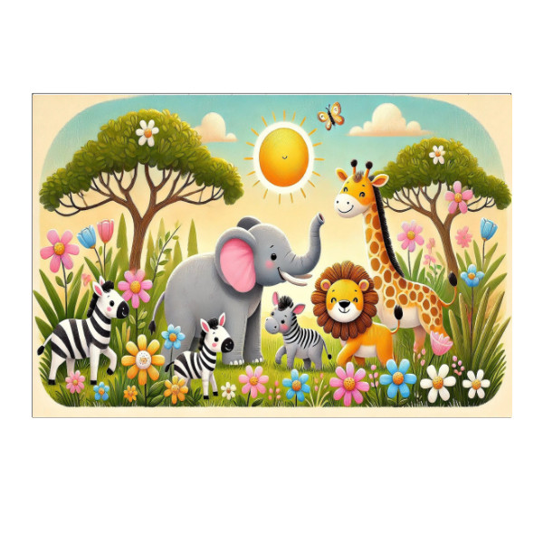 Puzzle medium size s potiskem A cheerful savannah full of friends