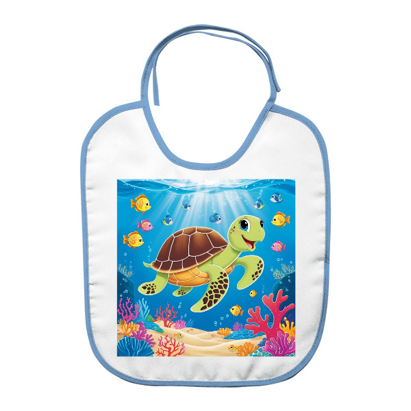 Kids' bib s potiskem Adventures of a turtle in the underwater world