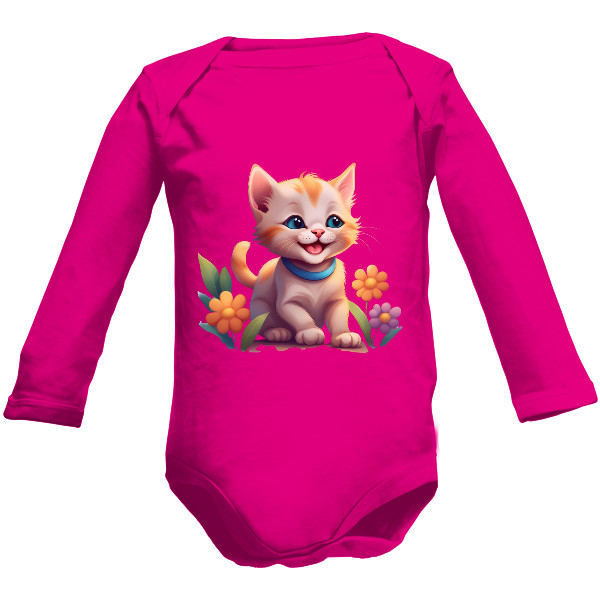 Dětské body Long  s potiskem Dětské body s kočičkou