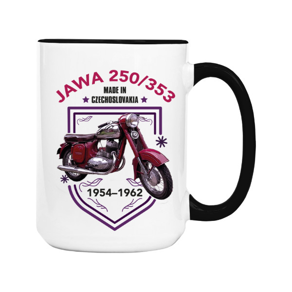 Hrnček veľký farebný s potlačou Motorka kývačka Jawa 250 typ 353