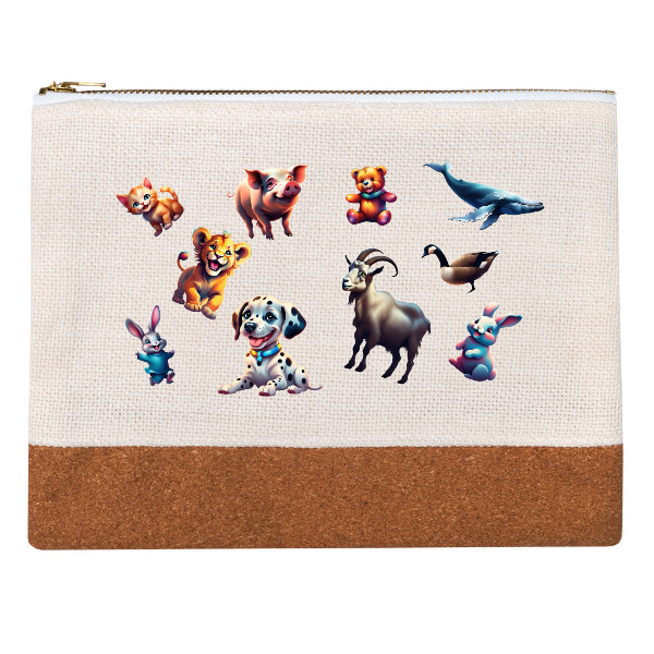 Linen Pencil Case s potiskem Pencil case with different animals